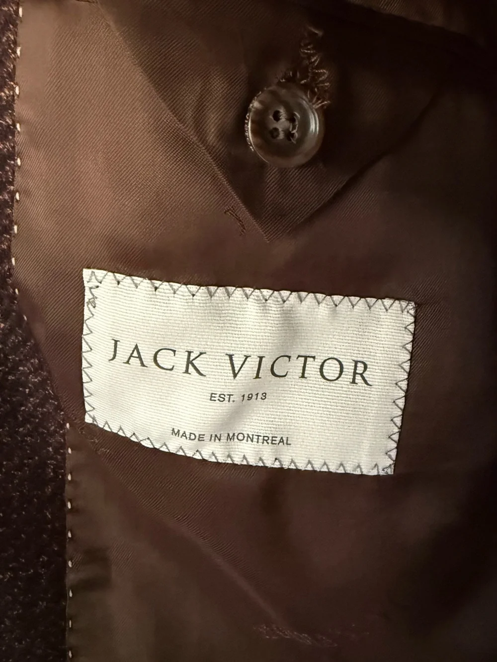 Men's Jack Victor Textured Brown Sport Coat - Tailored Two-Button Blazer - Picture 11 of 14